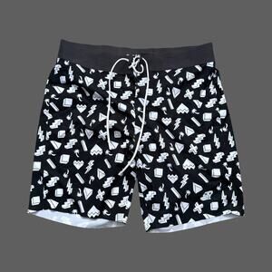 Catch Surf Performance Feel Patterned Black/White Boardshorts Size 30 GUC